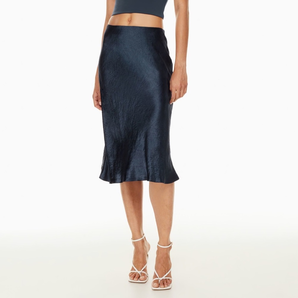 Babaton Slip Satin Midi Skirt in Total Eclipse